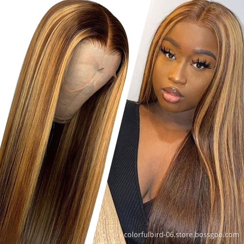 Highlight straight lace frontal wig 13x4 6x6 closureWig Humain Hair Ombre 4 27 Highlight Wig Peruvian Bob Wig